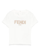 T-shirt con logo per neonata Fendi Kids bianco con orlo dritto - Rubino Kids