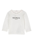 T-shirt con logo per neonato Balmain Kids bianco con orlo dritto - Rubino Kids