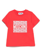 T-shirt con logo per neonato Moschino Kids rosso con girocollo - Rubino Kids