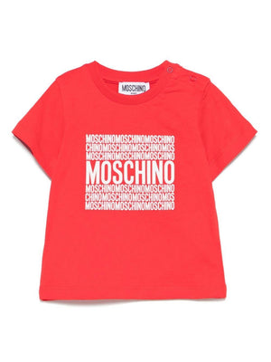 T-shirt con logo per neonato Moschino Kids rosso con girocollo