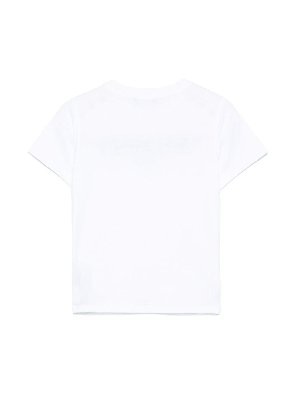 T-shirt con logo ricamato per bambina Balmain Kids bianco con orlo dritto - Rubino Kids