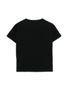T-shirt con logo ricamato per bambina Balmain Kids nero con orlo dritto - Rubino Kids