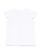 T-shirt con logo ricamato per neonato Il Gufo bianco con maniche ad aletta - Rubino Kids