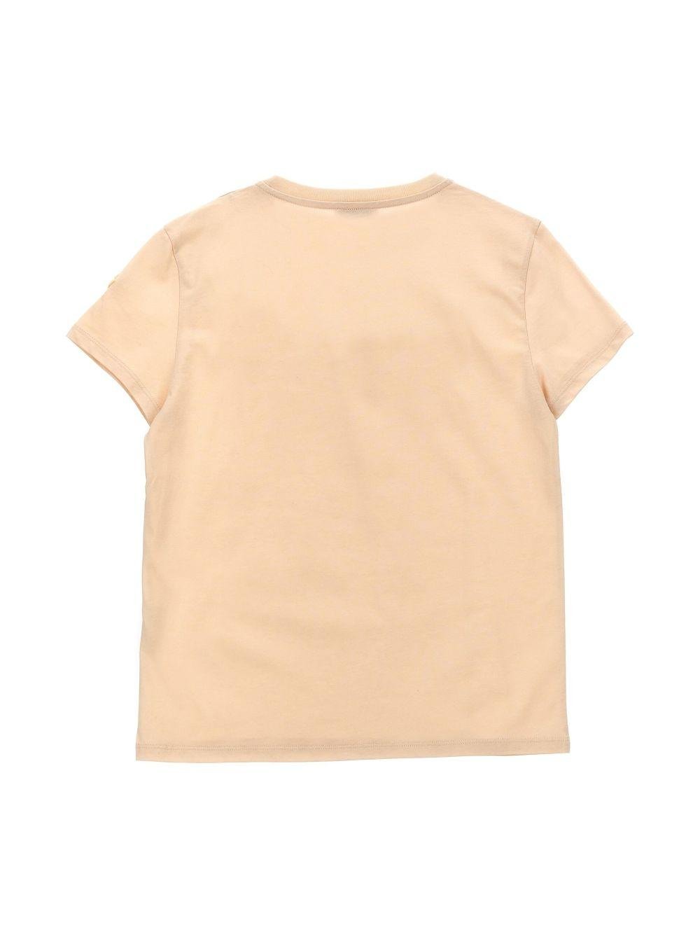 T-shirt con ricamo per bambina Moncler Enfant rosa con orlo dritto - Rubino Kids