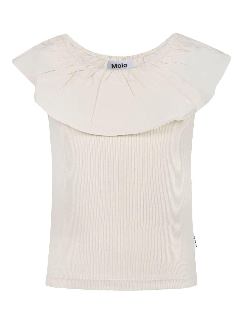 T-shirt con ruches per bambina Molo bianco con orlo dritto - Rubino Kids