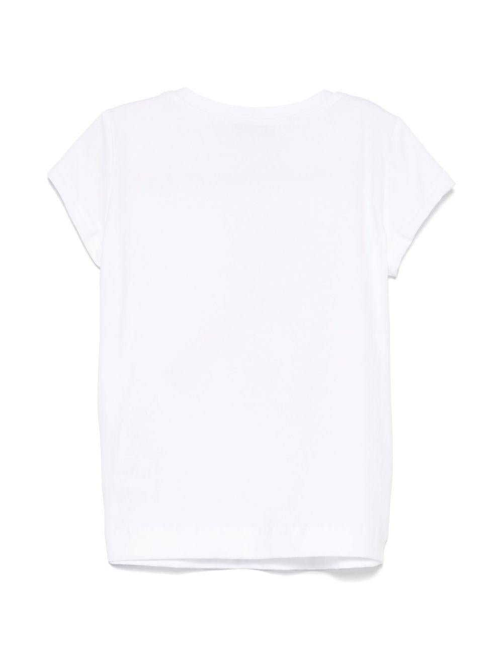 T-shirt con stampa Capri per bambina Monnalisa bianco con dettaglio pompon - Rubino Kids