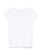 T-shirt con stampa Capri per bambina Monnalisa bianco con dettaglio pompon - Rubino Kids