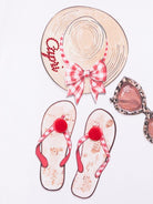 T-shirt con stampa Capri per bambina Monnalisa bianco con dettaglio pompon - Rubino Kids