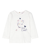 T-shirt con stampa grafica per neonata Monnalisa bianco con stampa con slogan - Rubino Kids