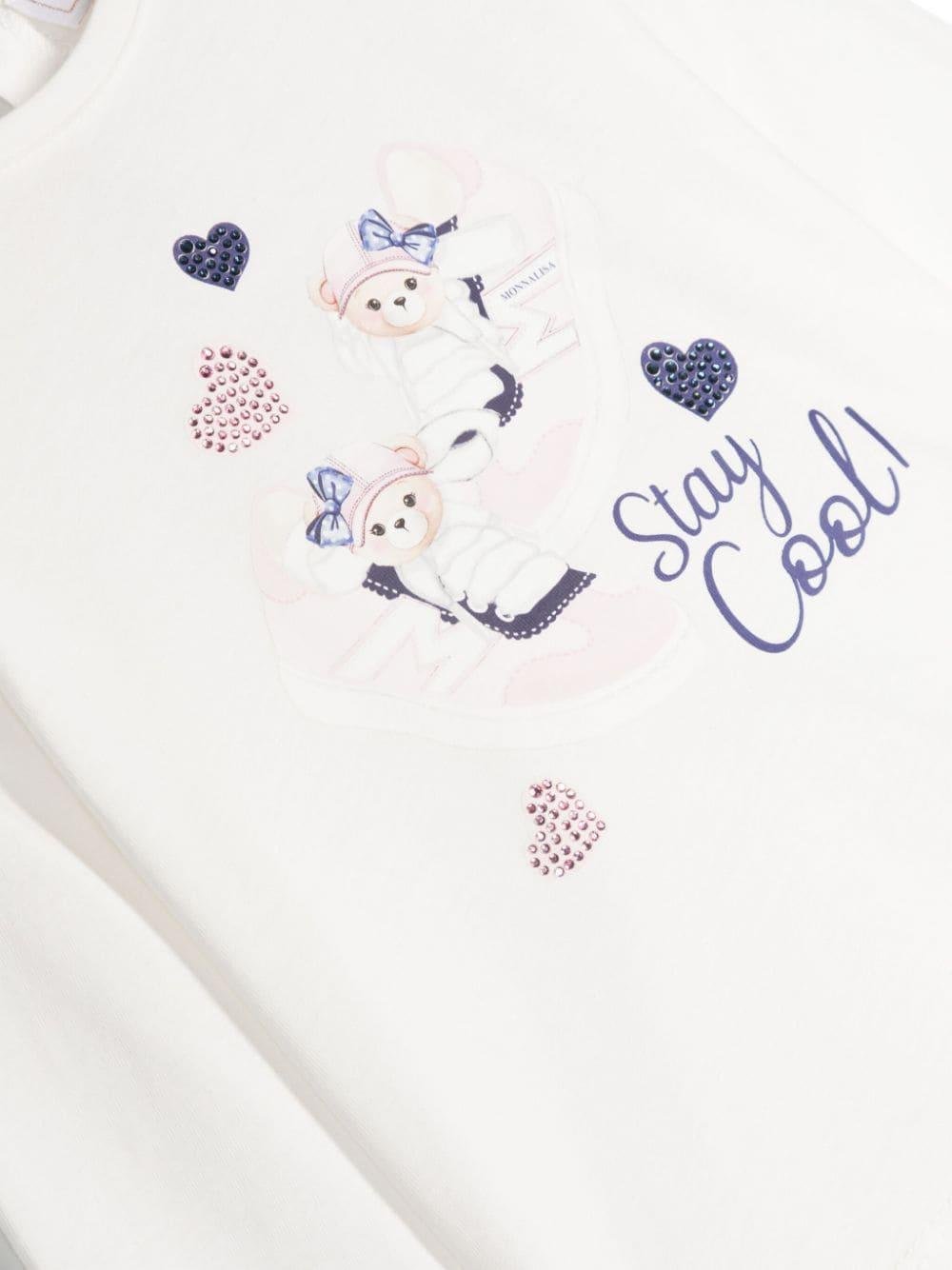 T-shirt con stampa grafica per neonata Monnalisa bianco con stampa con slogan - Rubino Kids