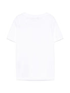 T-shirt con stampa logo per bambina Balmain Kids bianco con bottoni goffrati color oro - Rubino Kids