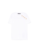 T-shirt con stampa logo per bambina Balmain Kids bianco con bottoni goffrati color oro - Rubino Kids