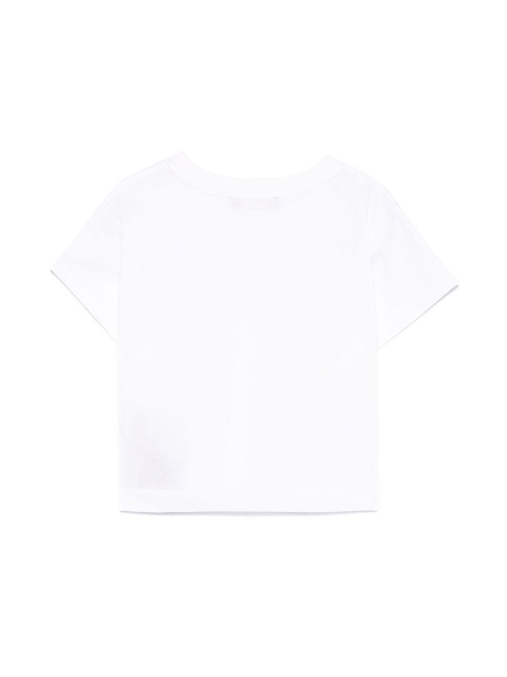 T-shirt con stampa logo per bambina Balmain Kids bianco con orlo dritto - Rubino Kids