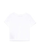 T-shirt con stampa logo per bambina Balmain Kids bianco con orlo dritto - Rubino Kids