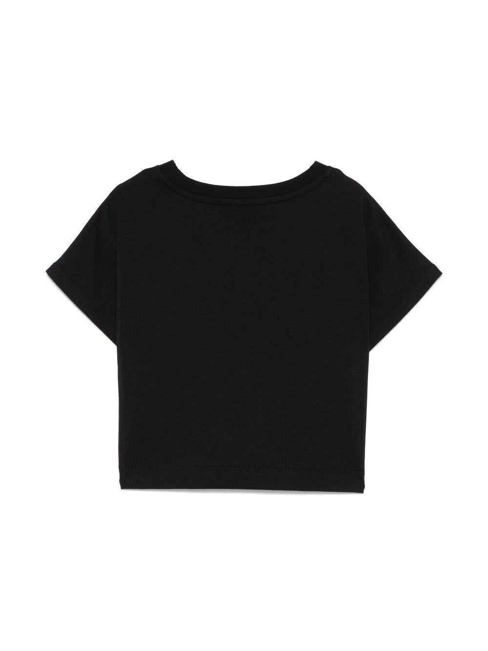 T-shirt con stampa logo per bambina Balmain Kids nero con orlo dritto - Rubino Kids