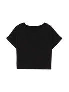 T-shirt con stampa logo per bambina Balmain Kids nero con orlo dritto - Rubino Kids