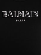 T-shirt con stampa logo per bambina Balmain Kids nero con scritta logo - Rubino Kids
