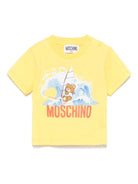 T-shirt con stampa logo per neonata Moschino Kids giallo con orlo dritto - Rubino Kids