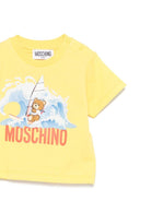 T-shirt con stampa logo per neonata Moschino Kids giallo con orlo dritto - Rubino Kids