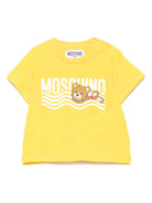 T-shirt con stampa logo per neonato Moschino Kids giallo con orlo dirtto - Rubino Kids
