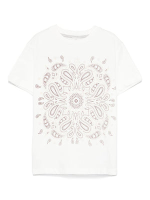 Eleventy Kids White Paisley Print T-Shirt with Straight Hem
