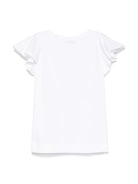 T-shirt con stampa per bambina Monnalisa bianco con decorazione con strass - Rubino Kids