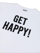 T-shirt con stampa per bambina Moschino Kids bianco con orlo dritto - Rubino Kids