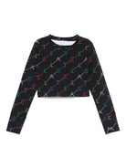 T-shirt con stampa per bambina Stella McCartney Kids nera con orlo dritto - Rubino Kids