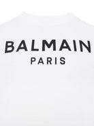 T-shirt con stampa per bambini Balmain Kids bianca con logo - Rubino Kids