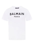 T-shirt con stampa per bambini Balmain Kids bianca con logo - Rubino Kids