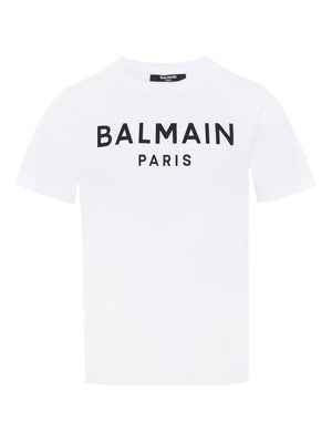 T-shirt con stampa per bambini Balmain Kids bianca con logo