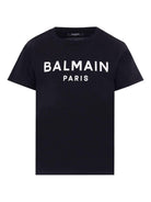 T-shirt con stampa per bambini Balmain Kids nera con logo - Rubino Kids