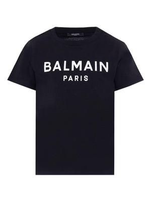 T-shirt con stampa per bambini Balmain Kids nera con logo