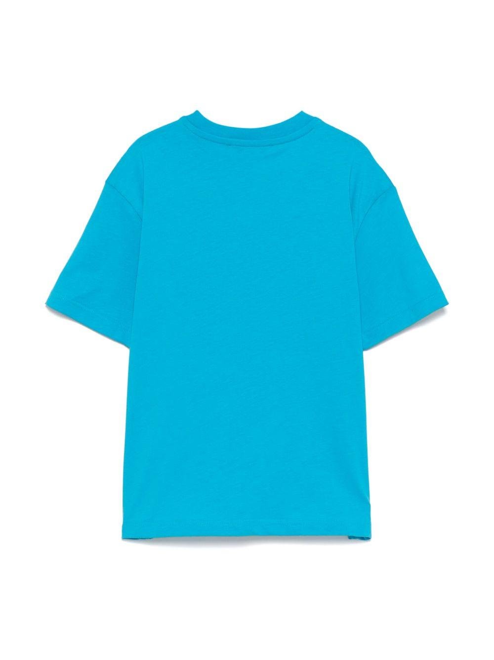 T-shirt con stampa per bambino MSGM Kids azzurro con orlo dritto - Rubino Kids