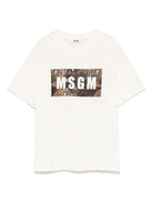 T-shirt con stampa per bambino MSGM Kids beige con orlo dritto - Rubino Kids