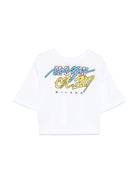 T-shirt con stampa per bambino MSGM Kids bianco con girocollo - Rubino Kids