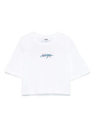 T-shirt con stampa per bambino MSGM Kids bianco con girocollo - Rubino Kids