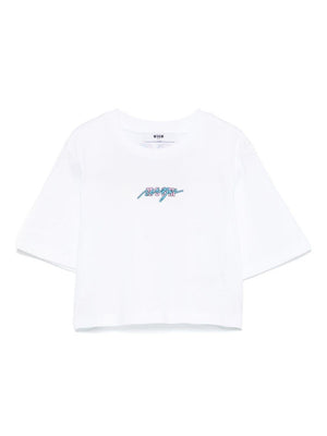 T-shirt con stampa per bambino MSGM Kids bianco con girocollo