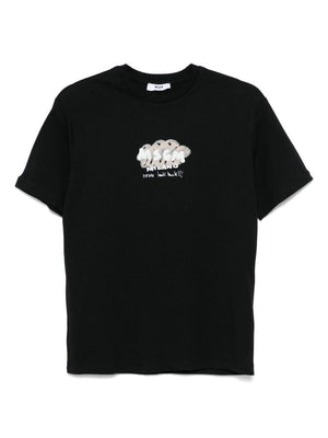 T-shirt con stampa per bambino MSGM Kids nero con orlo dritto