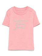 T-shirt con stampa per neonata Calvin Klein Kids rosa con orlo dritto - Rubino Kids