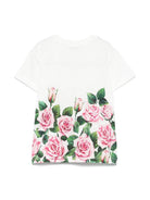 T-shirt con stampa per neonata Dolce & Gabbana Kids bianco con orlo dritto - Rubino Kids