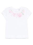 T-shirt con stampa per neonata Monnalisa bianco con apertura a goccia - Rubino Kids