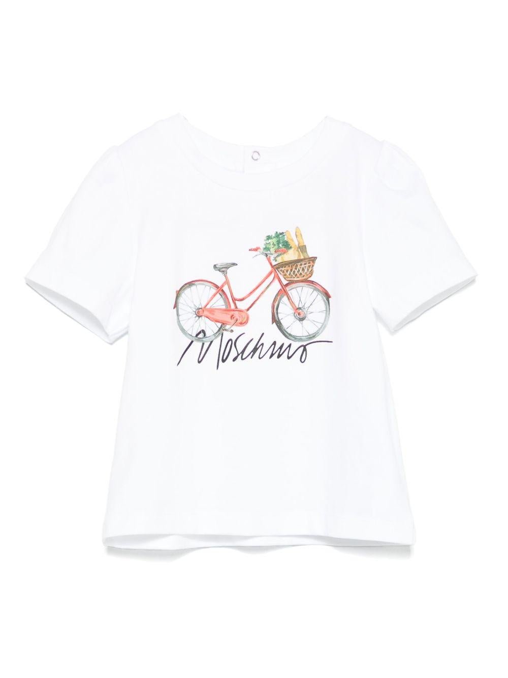 T-shirt con stampa per neonato Moschino Kids bianco con girocollo - Rubino Kids