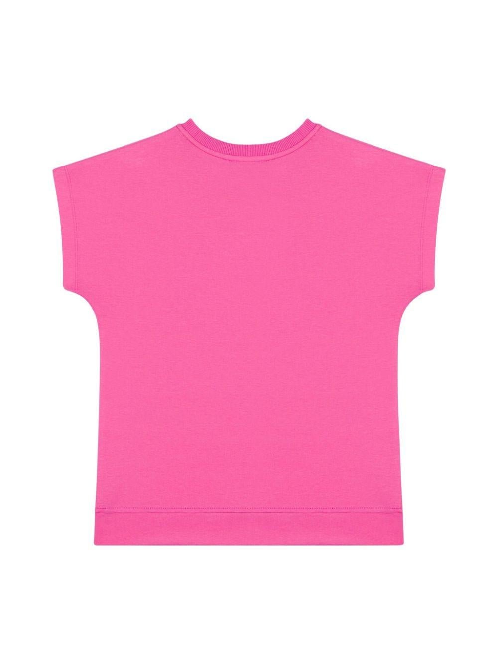 T-shirt con stampa Teddy Bear per bambina Moschino Kids rosa con orlo dritto - Rubino Kids