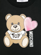T-shirt con stampa Teddy Bear per neonata Moschino Kids nero con orlo dritto - Rubino Kids