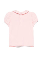 T-shirt con stampa Teddy Bear per neonata Moschino Kids rosa con colletto Peter Pan - Rubino Kids