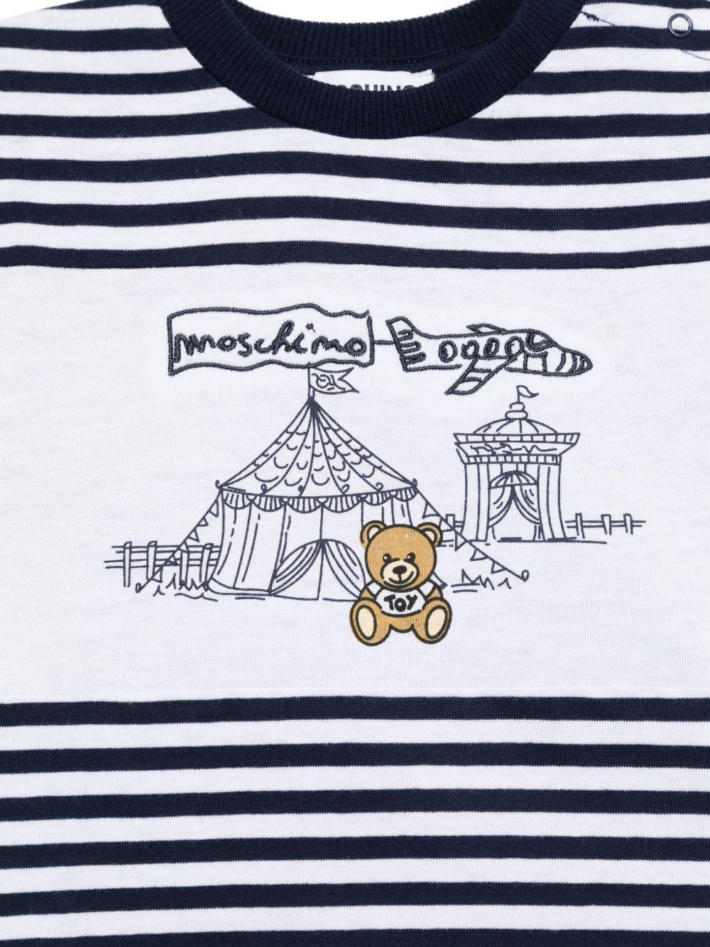 T-shirt con stampa Teddy Bear per neonato Moschino Kids bianco con orlo dritto - Rubino Kids