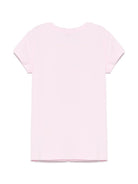 T-shirt con strass per bambina Monnalisa rosa con girocollo - Rubino Kids