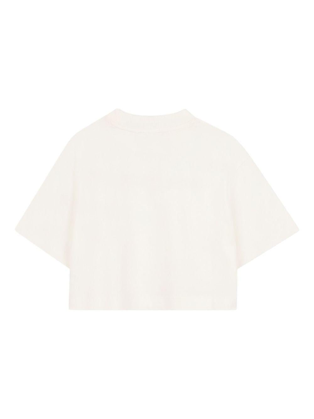 T-shirt crop per bambina Michael Kors Kids bianca con stampa logo - Rubino Kids