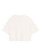 T-shirt crop per bambina Michael Kors Kids bianca con stampa logo - Rubino Kids